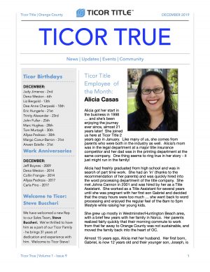 December 2019, Ticor TRUE display 