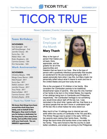 November 2019, Ticor TRUE display 
