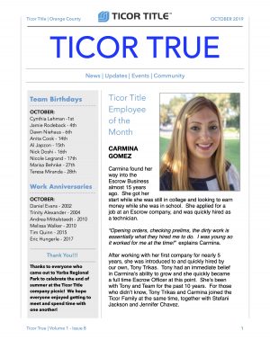 October 2019, Ticor TRUE display 
